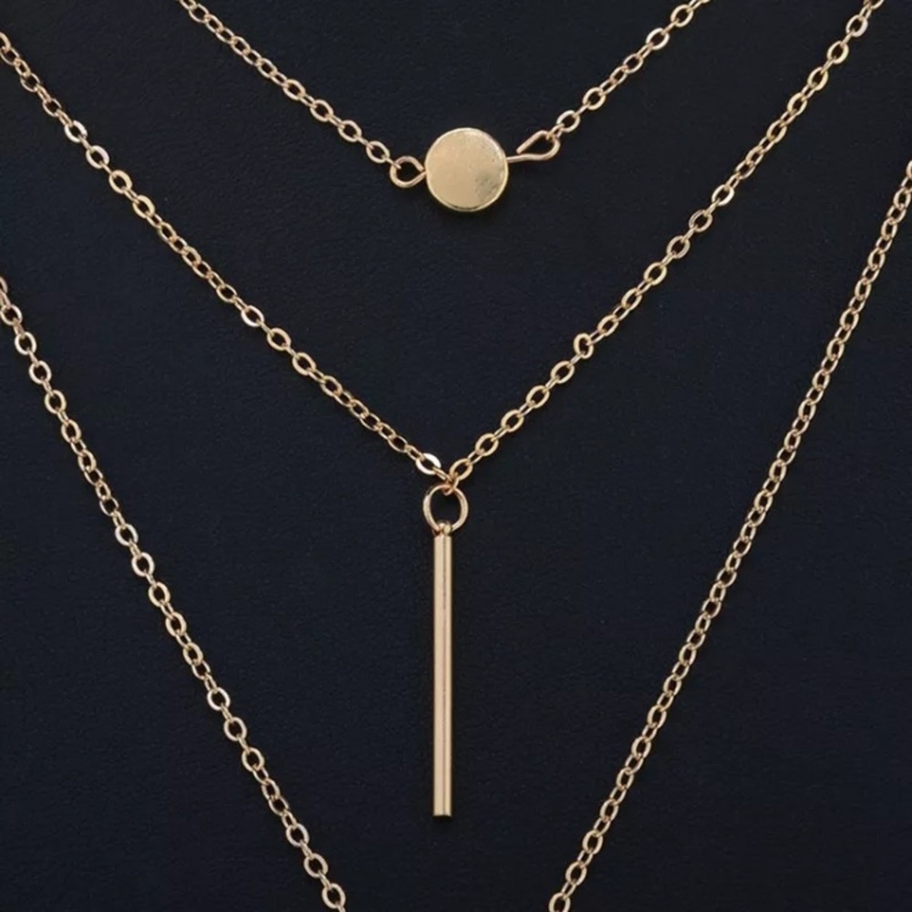 ⚜️[𝟯/$𝟮𝟴]⚜️3 Layered Simple Drop Bar Choker NEW - Picture 8 of 13